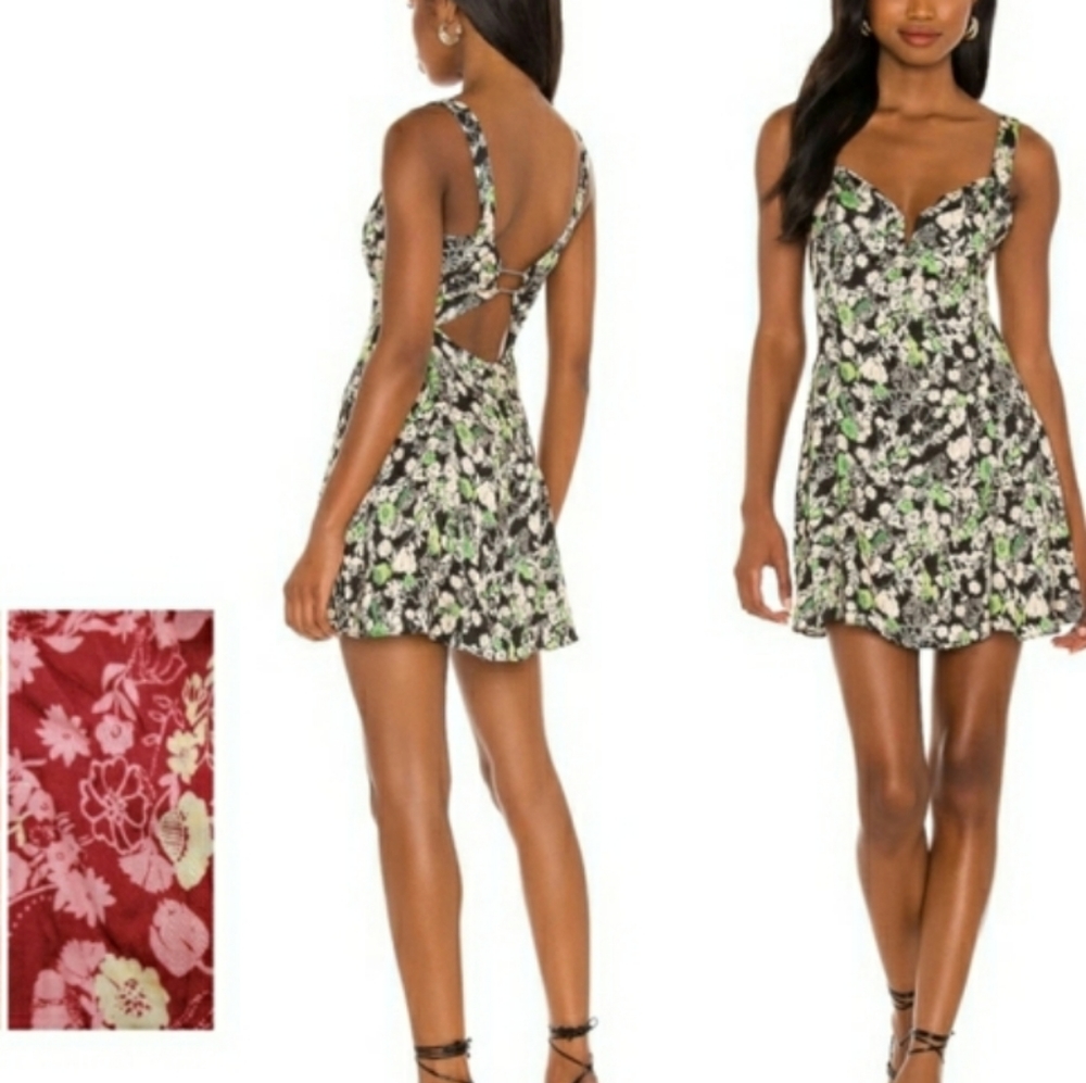 Free People Celia Dress XS Red Floral Print Nwt - Picture 1 of 4